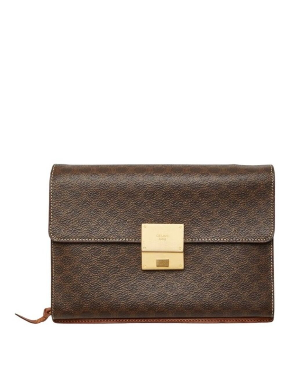Celine Macadam Clutch Brown Leather